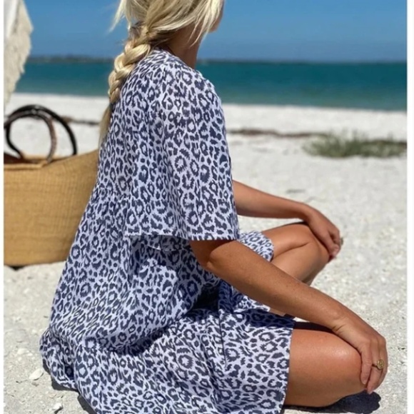 Emerson Fry India Collection Isla Dress in Charcoal Leopard XS/S - Picture 3 of 11